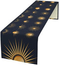 Golden Sun Table Runner Magical Boho Sunburst Light Rays Magic Antique Boho Style Dinner Runner for Farmhouse Party Holiday Home Kitchen Dining Table Decoration 13"x36" by SHElifestyle