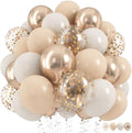 Beige and Champagne Gold Balloon Set, 60Pcs 12 Inch Nude Cream Retro White Sand Balloons with Metallic Champagne Gold Confetti Latex Balloons for Birthday Wedding Baby Bridal Shower Party Decorations by HILAVO