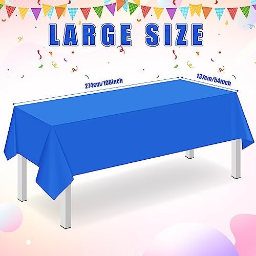 32 Pack Blue Plastic Tablecloth for Rectangle Tables, Premium Decorative Royal Blue Disposable Table Cloths for Parties, Rectangle Party Table Cover for Birthday, Wedding, Anniversary, 54 x 108 Inch - Image 2