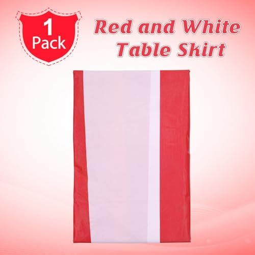 1 Pack Carnival Table Skirt Party Decorations, Red and White Striped Table Skirts, Disposable Table Decorations for Concession Stand Carnival Circus Themed Party Supplies Decorations, 2.4 x 14 Ft - Image 3