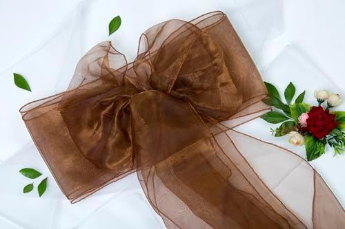 MDS Pack of 150 Organza Chair Sashes for Wedding & Event Décor – Coffee - Image 5
