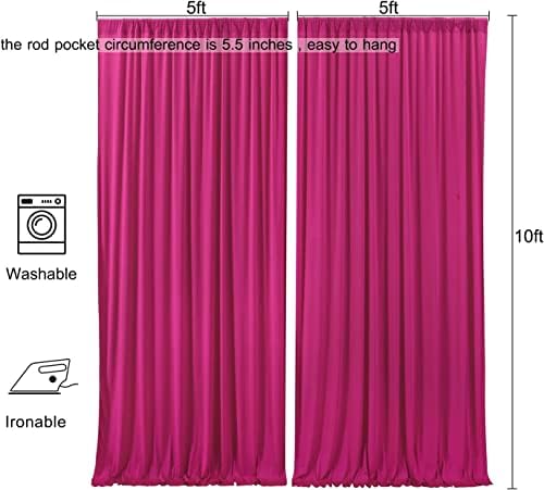 AK TRADING CO. 10 feet x 10 feet Polyester Backdrop Drapes Curtains Panels with Rod Pockets - Wedding Ceremony Party Home Window Decorations - Fuchsia - Image 6