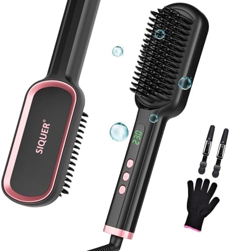 Hair Straightener Brush - SIQUER Ionic Hair Straightening Brush by SIQUER