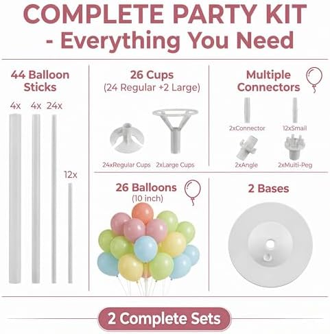 2Set Pastel Balloon Column Kit,Anti-Tip Sand-Fill Base For Party - Image 2