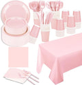 229PCS Pink Party Supplies Set Disposable Paper Plates Cups by TWOWYHI