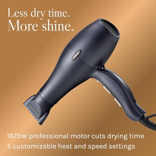 Bio Ionic GoldPro Hair Dryer, Blue, Moisturizing Heat Technology & 24K Gold MX, Ultra-Powerful 1875W AC Motor, Lightweight Blow Dryer with Ergonomic Handle, Multi-Speed Settings - Image 2