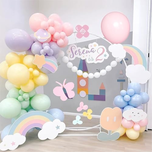 MEBAY Pastel Balloon Garland Arch Kit 146Pcs Macaron Pink Blue White Yellow Latex Balloons Different Sizes 18 12 10 5 Inch for Gender Reveal Baby Shower Wedding Birthday Party Decoration - Image 5