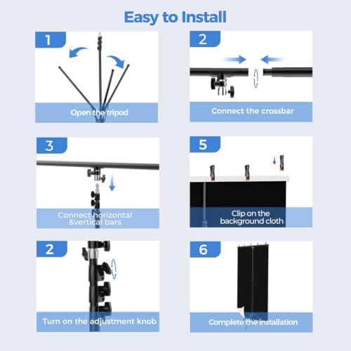Emart 5x10ft 2in1 Black&White Photo Backdrop Stand Kit with T-Shape Stand - Image 7