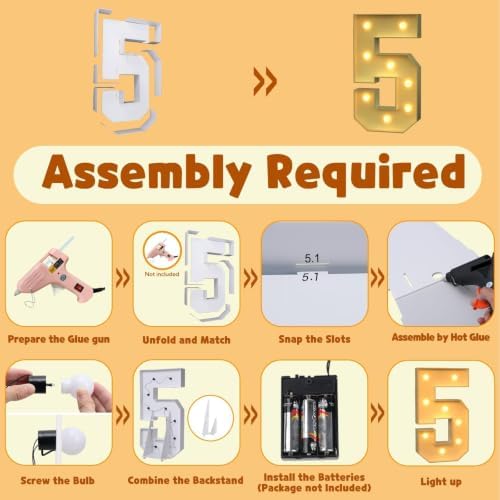 imprsv 3FT Marquee Numbers, Large Light Up Numbers 5 for 5th Birthday Decor - Image 3