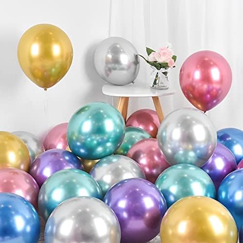 Voircoloria 105pcs Metallic Chrome Party Latex Balloons, 12inch - Image 6
