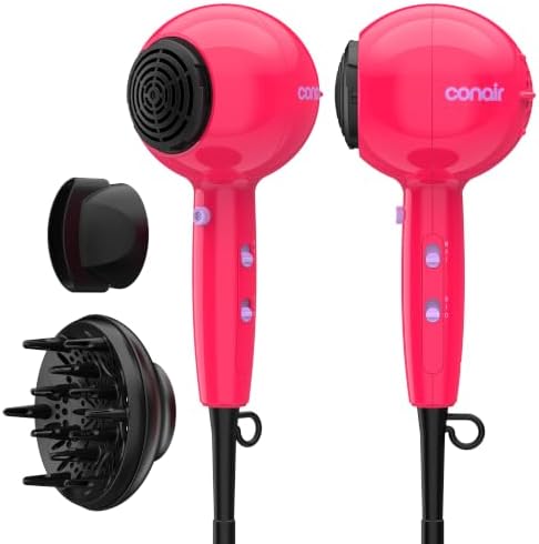 Conair Cake Pop Hair Dryer with Diffuser & Concentrator, Berry Blast by conair