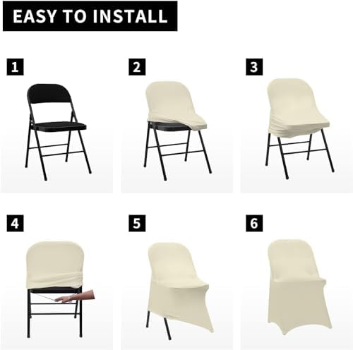 HAINARverS Stretch Spandex Folding Chair Covers 30PCS Ivory - Image 7