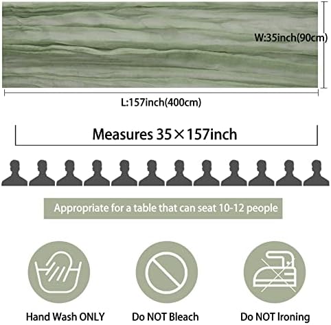 35x157 Inch Sage Green Cheesecloth Table Runner Fall Boho Wedding Decor - Image 2