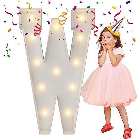 4FT Marquee Letters, Large Light Up Letters W for Party Decor by MerryMosaics