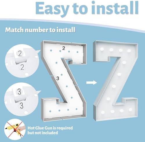 4FT Marquee Light Up Letter Z, Foam Board & Water Bag, 12 Bulbs for Party - Image 4