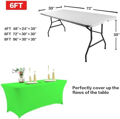IVAPUPU 2 Pack 6FT Table Cloth for Rectangular Spandex Green Table Cover - Image 3