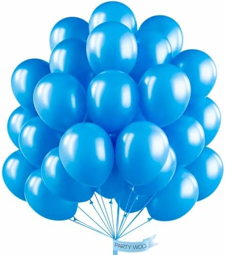 PartyWoo Pearl Blue Balloons 50pcs Sky Blue Latex Helium Balloons 12 Inch by PartyWoo