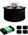 Elastic Round Tablecloths 60 inch with Floor-Length Skirts, Black, 4 Pack by Keywave