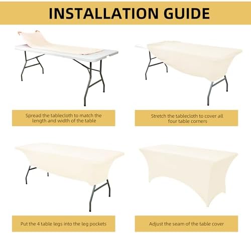 2-Pack 6ft Spandex Table Covers for Rectangle Standard Folding Tables - Wrinkle Resistant Stretch Tablecloths - Ultimate Fitted Table Protector for Parties, Trade Shows, Banquet - Image 5
