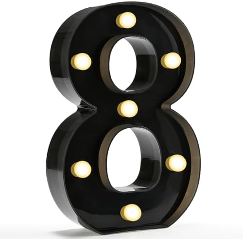 Pooqla Black Light Up Numbers 8, 8th Birthday Decorations for Boys by Pooqla