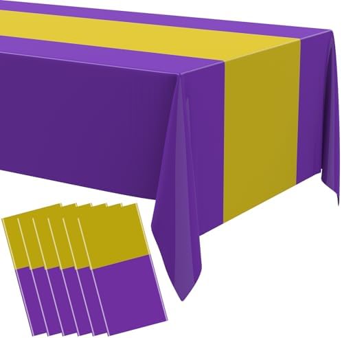 Oudain 3 Pcs Plastic Disposable Table Cloth 54" x 108", Gold, Purple by Oudain