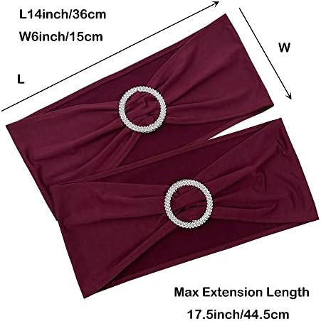 Spandex Chair Sashes Bands, Burgundy, 50PCS - Image 5