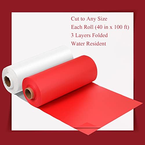Moukeren 2 Roll Circus Carnival Table Cover Backdrop, White, Red - Image 2