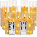 YOROXRG Flickering Flameless Candles Battery Operated with Remote, LED Pillar Candles with Realistic Moving Wick for Halloween, Christmas, Home Decor Pack of 12 (D2.2 x H 5" 6" 7") Ivory by YOROXRG