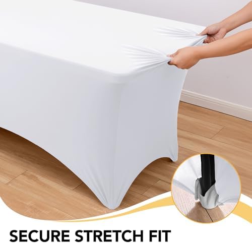 6-Pack Premium White Spandex Tablecloths for 6ft Rectangle Tables - Image 3