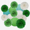 White Green Party Decoration - 15Pcs Tissue Pom Poms Paper Flowers Paper Lanterns Dinosaur Theme Birthday Baby Shower Forest Party Hanging Decor HongTongTong by HongTongTong