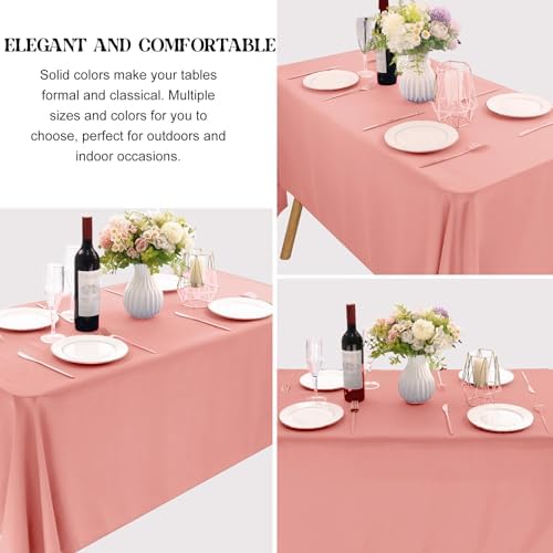 4 Pack Rectangle Tablecloth for 6 Foot Tables Washable Polyester Table Cover for Wedding Dining Table Parties Banquet（70x120 Dusty Rose） - Image 3