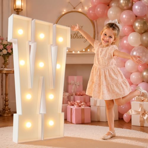 imprsv 4FT Marquee Letters Large Light Up Letters W for Party Decor by Letsmakeitimpressive