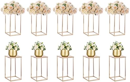 NUPTIO Black Vase Wedding Centerpieces, Geometric Stand, 15.7" Tall, 10 Pcs by Nuptio