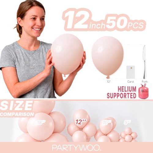 PartyWoo Pastel Orange Balloons 50pcs Light Pale Orange Peach Color 12 Inch - Image 6