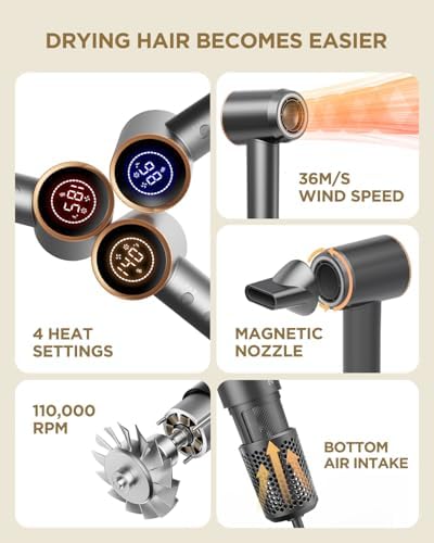Dual Voltage Travel Hair Dryer with Diffuser, High-Speed Ionic Blow Dryer for Women, Fast Drying, Low Noise, Lightweight, No Heat Damage, European Travel 110V-120V/220V-240V - Image 5