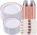 Goodluck 350 Piece Rose Gold Plastic Dinnerware Set for 50 Guests by GoodLuck