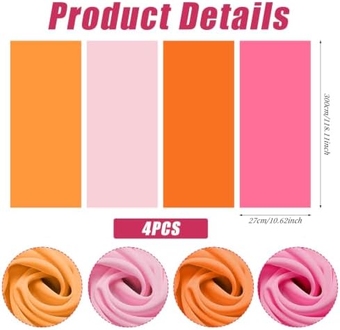 8 Pcs Pink and Orange Party Decorations, 10Ft Chiffon Table Runner Cloth, Boho Sunset Party Decorations for Wedding Table Bridal Shower Birthday Graduation Parties Supplies - Image 2