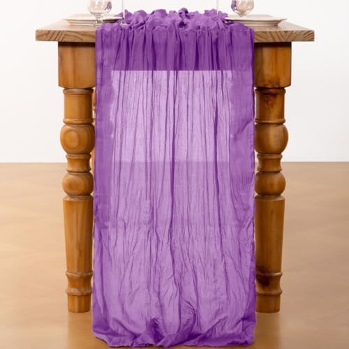DeZerlor Dark Purple Cheesecloth Table Runners 6 Pack Fall Runners - Image 3