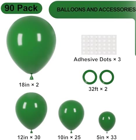Voircoloria 90pcs Dark Green Balloons Garland Arch Kit, 18 12 10 5 Inch - Image 2