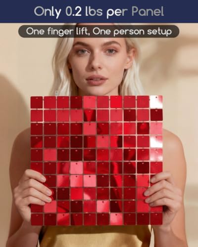 COKAOBE LiteGrid Series Shimmer Wall Backdrop - 24Pcs Red - Image 3
