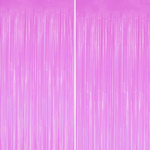 DECOCKRAT 2 Pack Foil Fringe Backdrop - Pastel Purple Shiny Tinsel Curtains for Party Decoration/Photo Booth Props - 3.3x6.6 FT Metallic Foil Backdrop for Birthday, Wedding, Graduation, Christmas. by DECOCKRAT