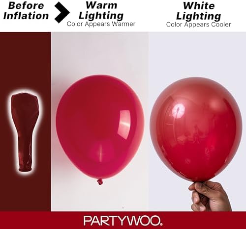 PartyWoo Burgundy Balloons 140pcs Dark Red Maroon Ruby Red Different Sizes - Image 3