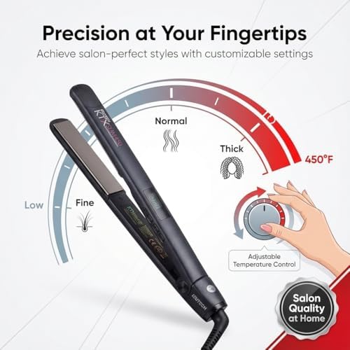 IZUTECH KTX Slim450 Titanium - 1Inch Professional Flat Iron with Adjustable Heat to 450 degrees Dual Voltage Auto Shut-off - Image 5