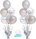 2 Set Silver Balloon Centerpieces for Tables Silver Balloons Stand Kit for Birthday Party Baby Shower Wedding Bridal Shower Retirement Engagement Graduation Prom Table Decorations by Suppromo