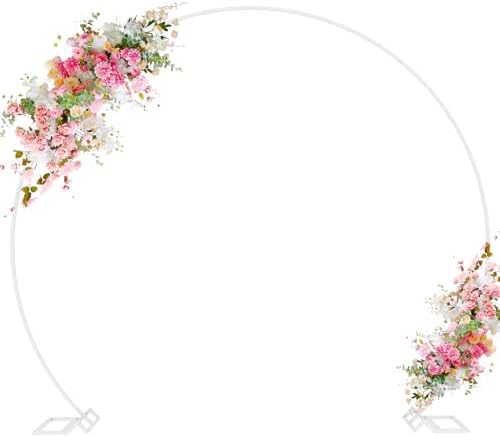 Wokceer Round Backdrop Stand 8FT White Wedding Balloon Arch Stand for Party by Wokceer