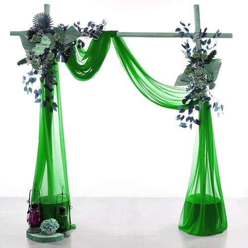 Pack of 2 Wedding Arch Drape Panel Fabric 30" x 100ft - Green - Image 2