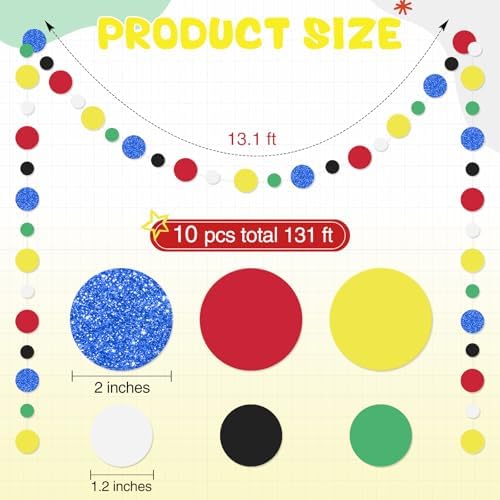 Outus 10 Pieces Dot Garland Banner Hanging, Classic Color - Image 2