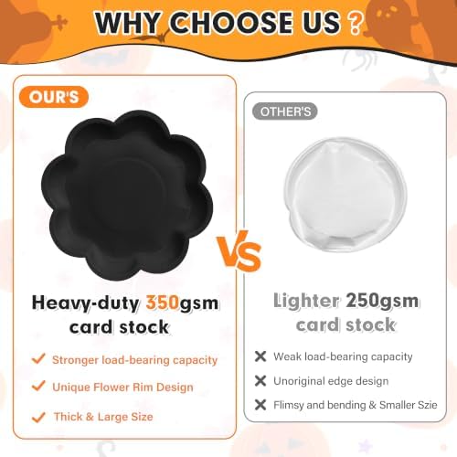 350 Pcs Halloween Black Paper Plates and Napkins Set, Serve 50 Guests - Image 5
