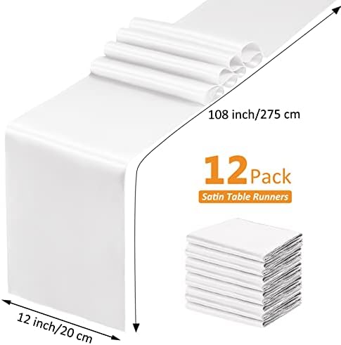 SiinvdaBZX 12 Pcs White Satin Table Runner 12 x 108 inches Long - Image 4