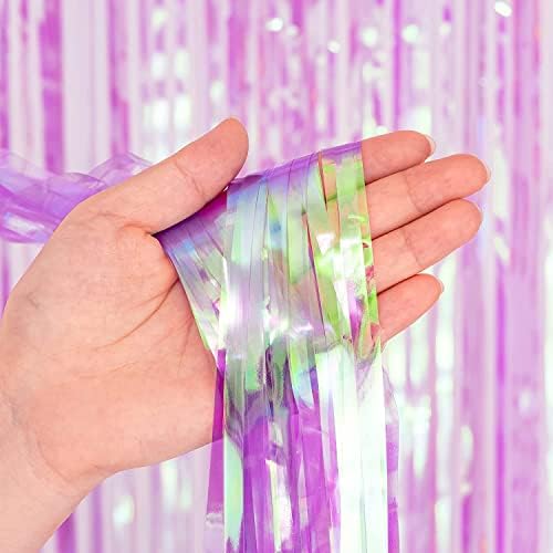 BRAVESHINE Iridescent Purple Foil Curtain | Holographic Fringe Backdrop - Image 2